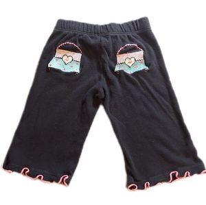 6 to 12 M Pickle Juice Black Baby Pants Pink Trim Purses Design on Back